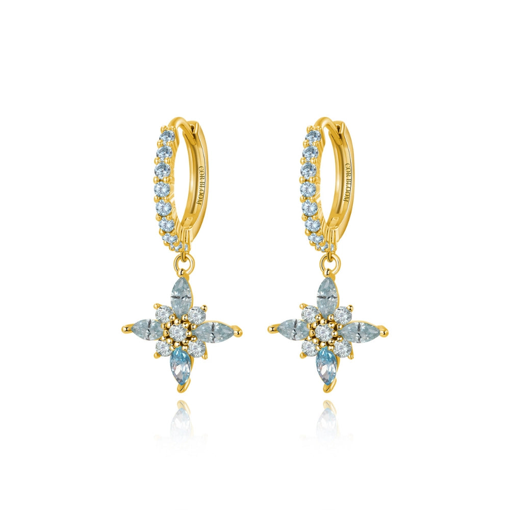 Lydia Light Aquamarine Starflower Drop Earrings