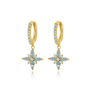 Lydia Light Aquamarine Starflower Drop Earrings
