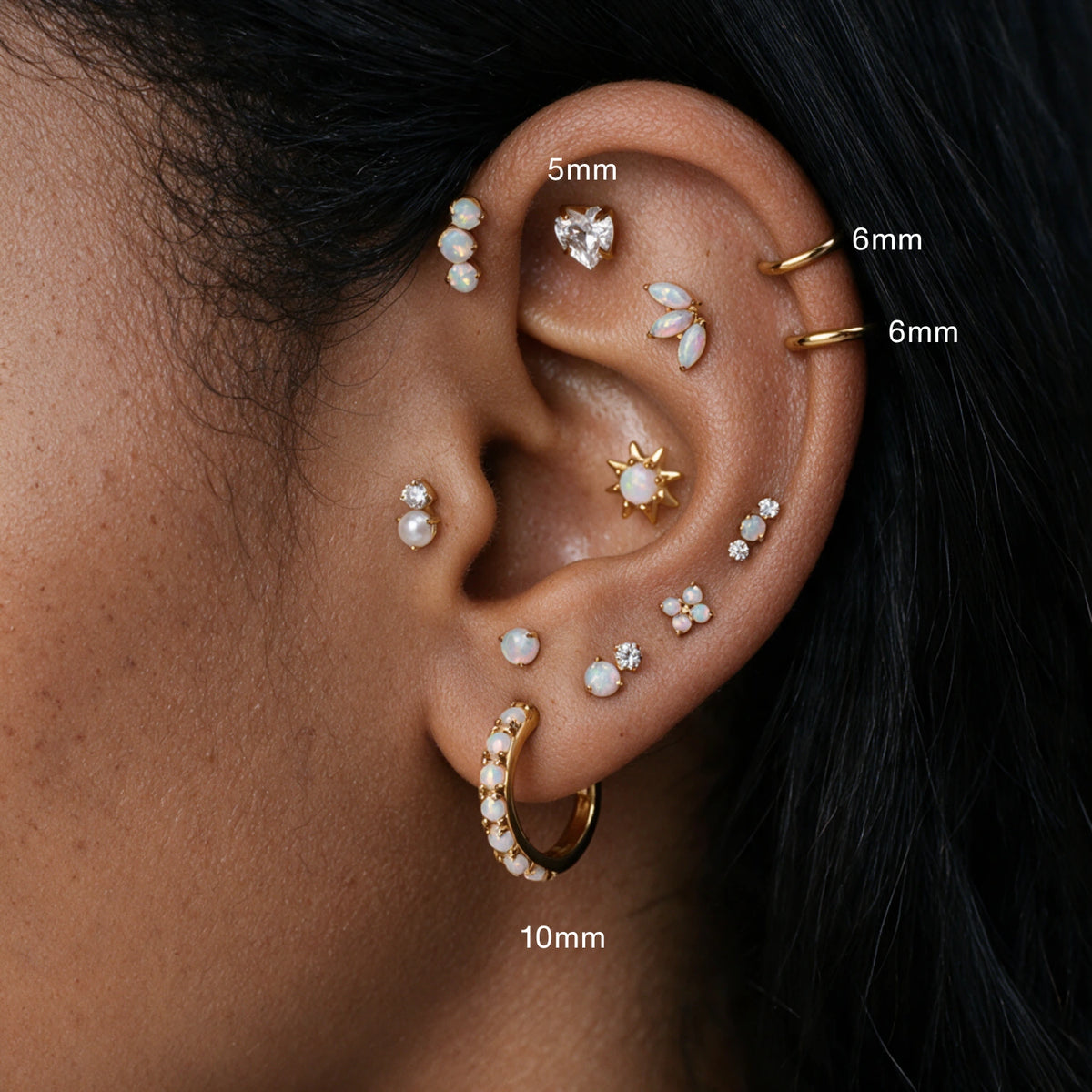 Titanium Spiro Multisize Diamond Heart-Cut Stud (Push Pin)