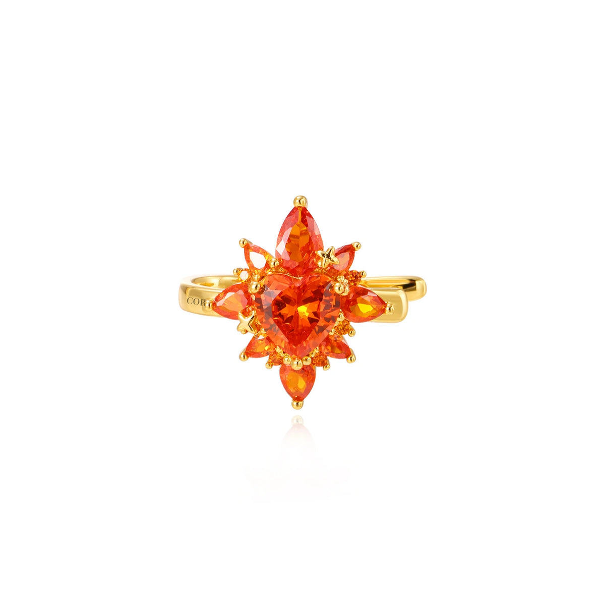 Rua Red Fiery Starlight Heart Ear Cuff