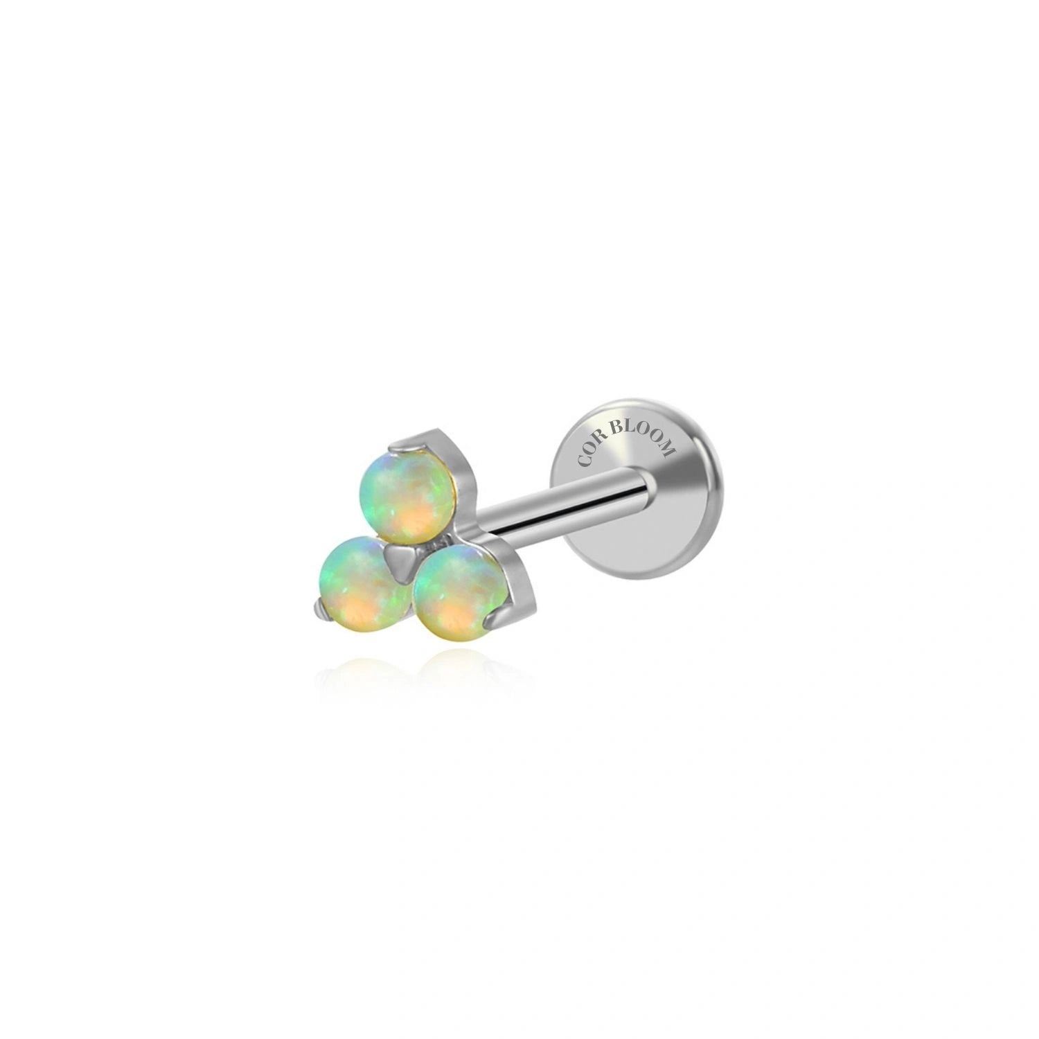Titanium Mini Spring Breeze Green Opal Triangle Flat Back Stud