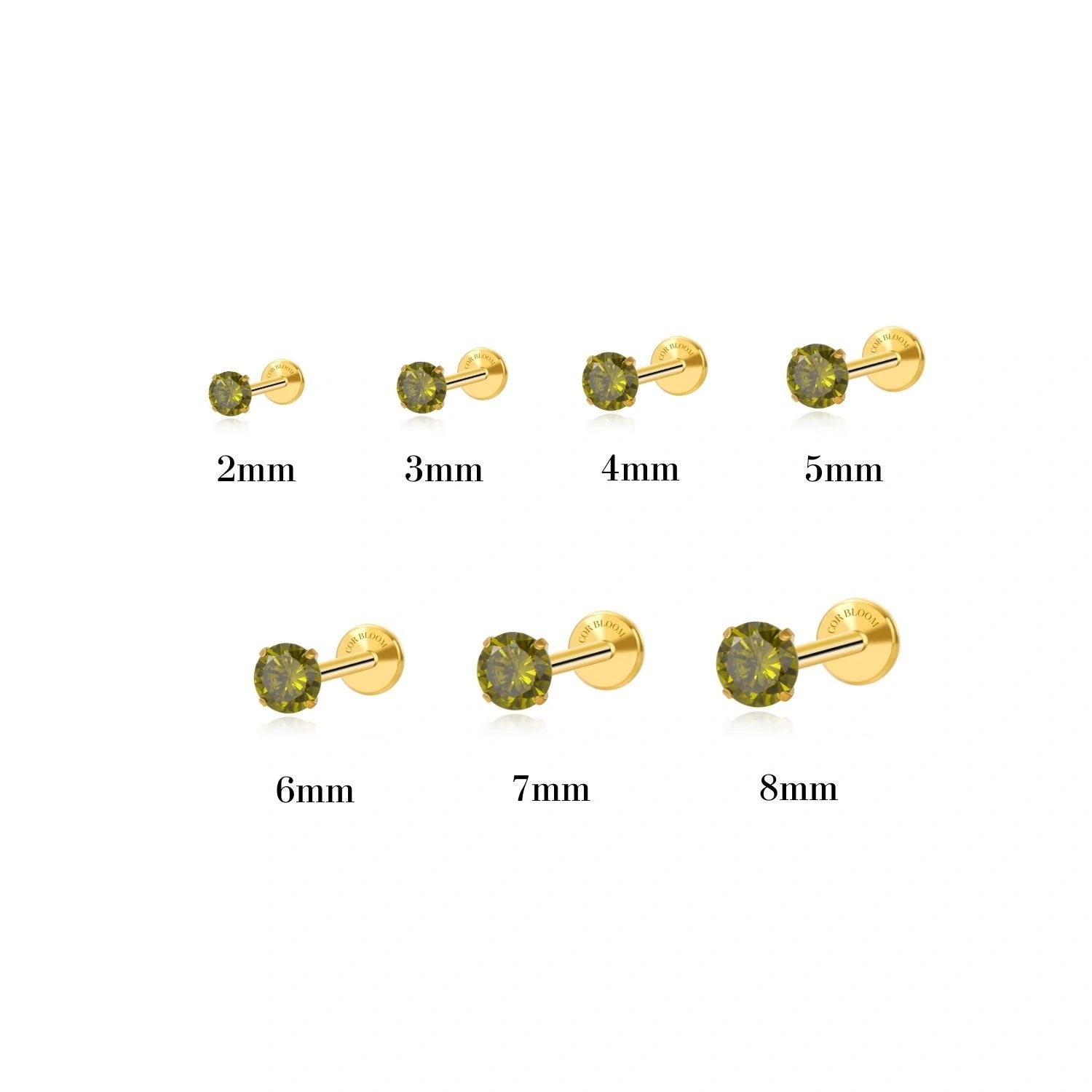 Titanium Multisize Peridot Stud (Push Pin)