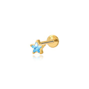 Titanium Clare Small Aquamarine Star Flat Back Stud