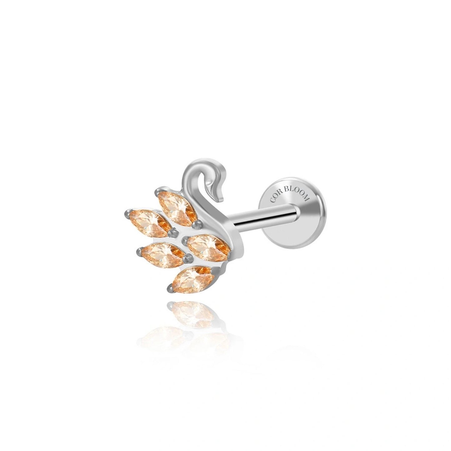 Titanium Golden Swan Flat Back Stud