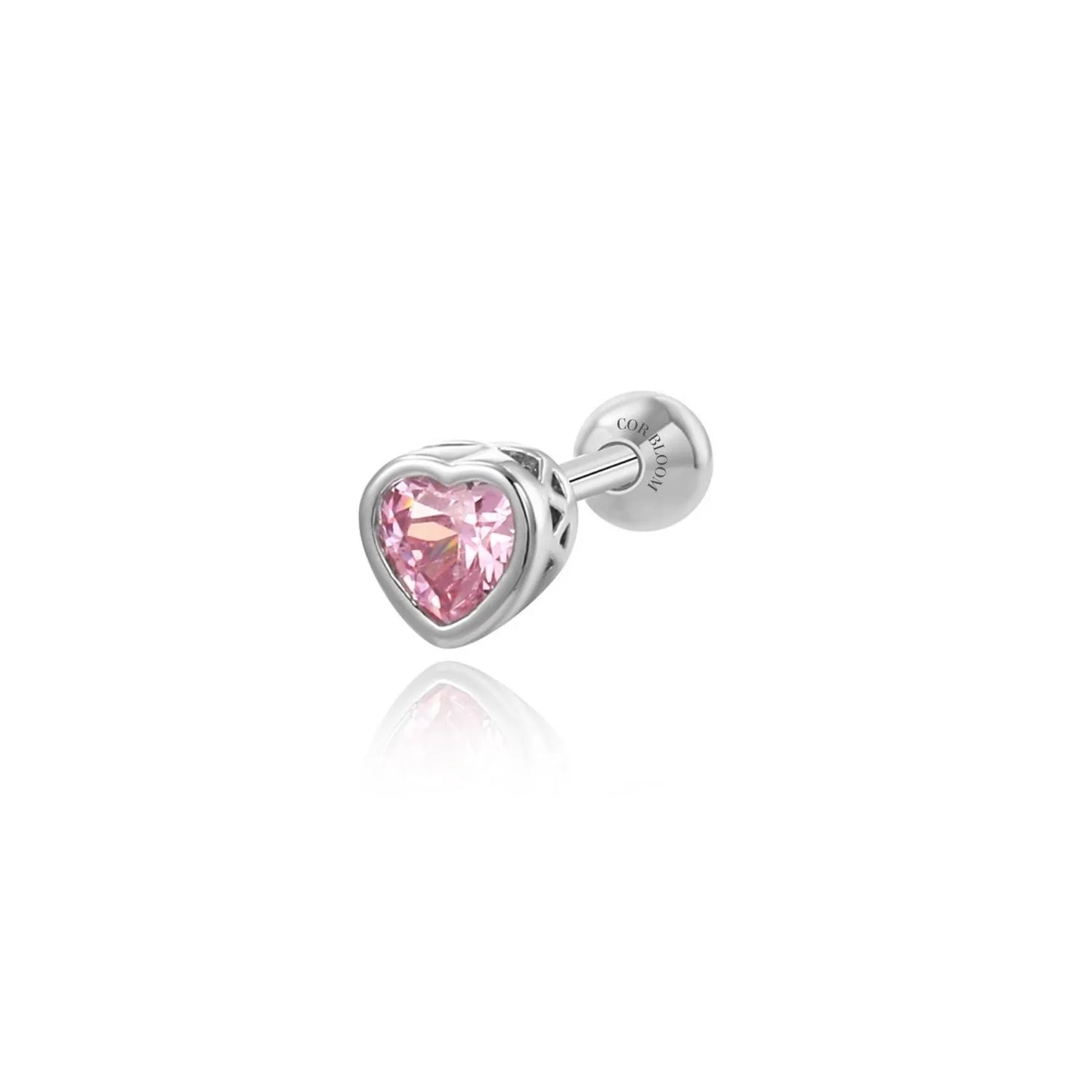 Small Pink Heart Screw Back Stud Earring