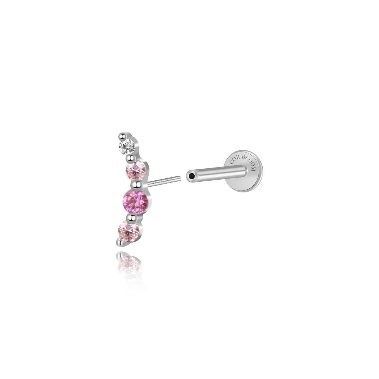Minimal Mini Curve Stud – Pink & Ruby