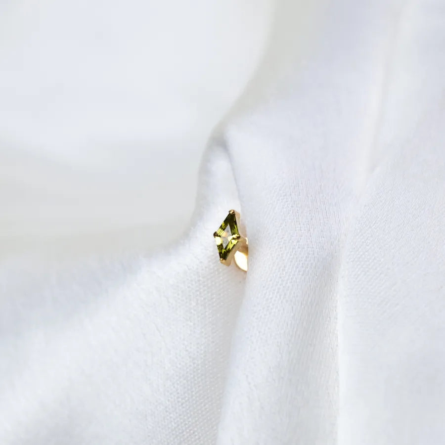 Titanium Xyla Rhombus Gemstone Stud - Peridot