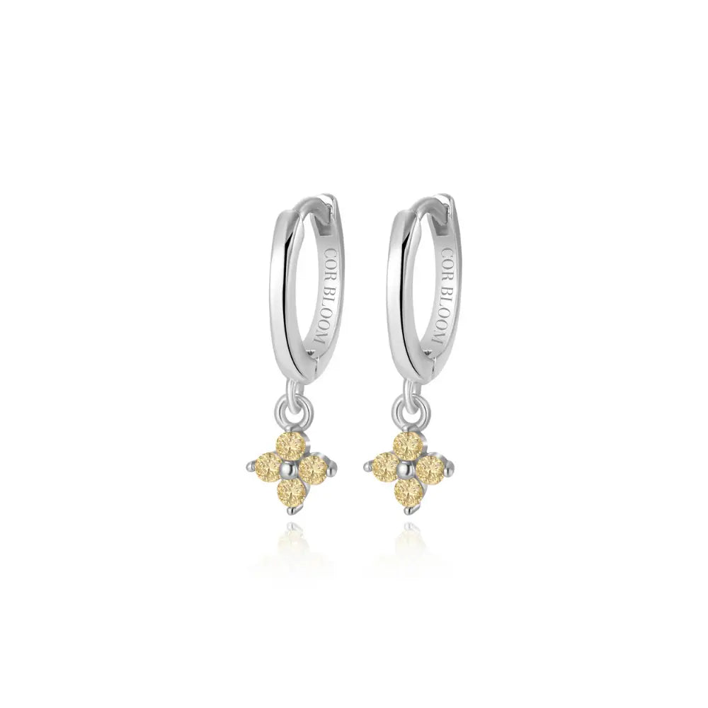 Alaiya Yellow Citrine Four-Leaf Clover Hoop Earrings