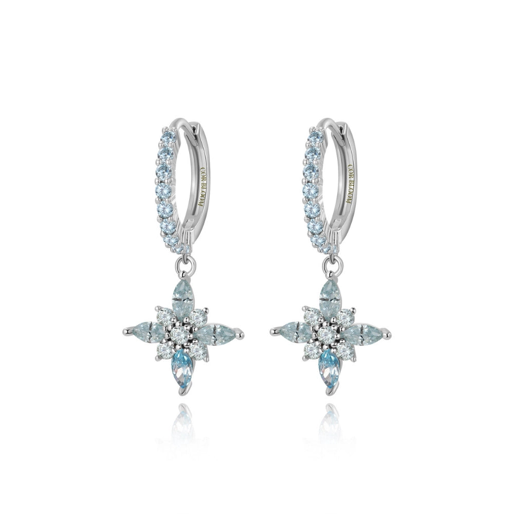 Lydia Light Aquamarine Starflower Drop Earrings