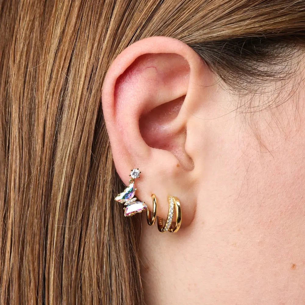 AB Butterfly Dangling Ball End Stud Earring