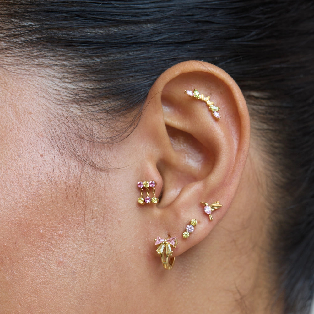 Titanium Mini Lyra Push Pin Flat Back Stud - Spring