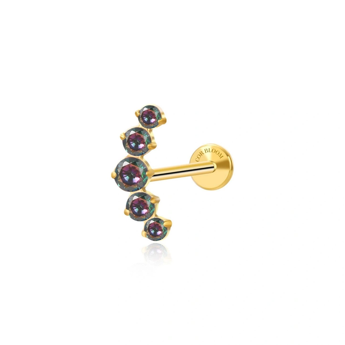 Titanium Five Dark Iridescent Gemstone Cluster Flat Back Stud