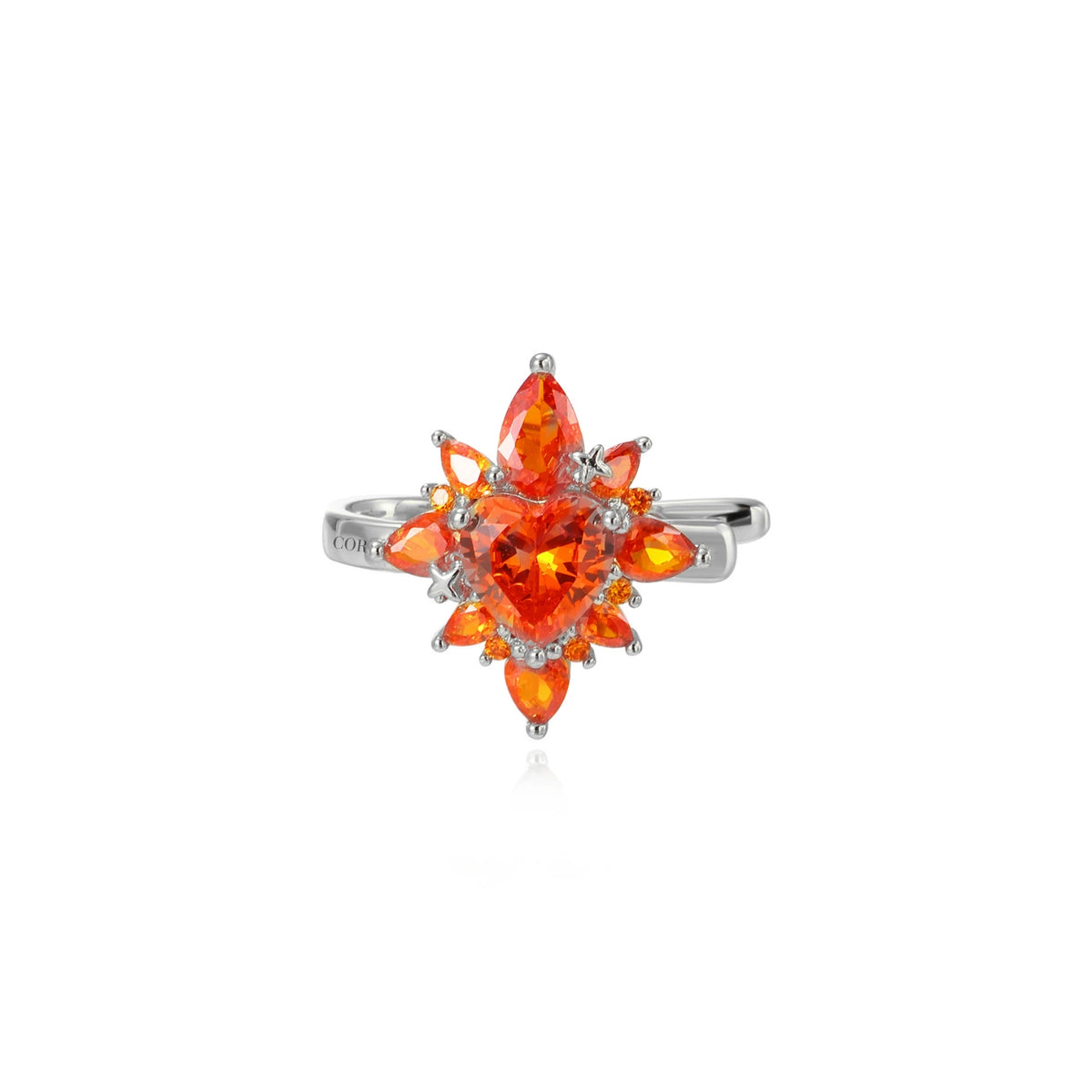 Rua Red Fiery Starlight Heart Ear Cuff