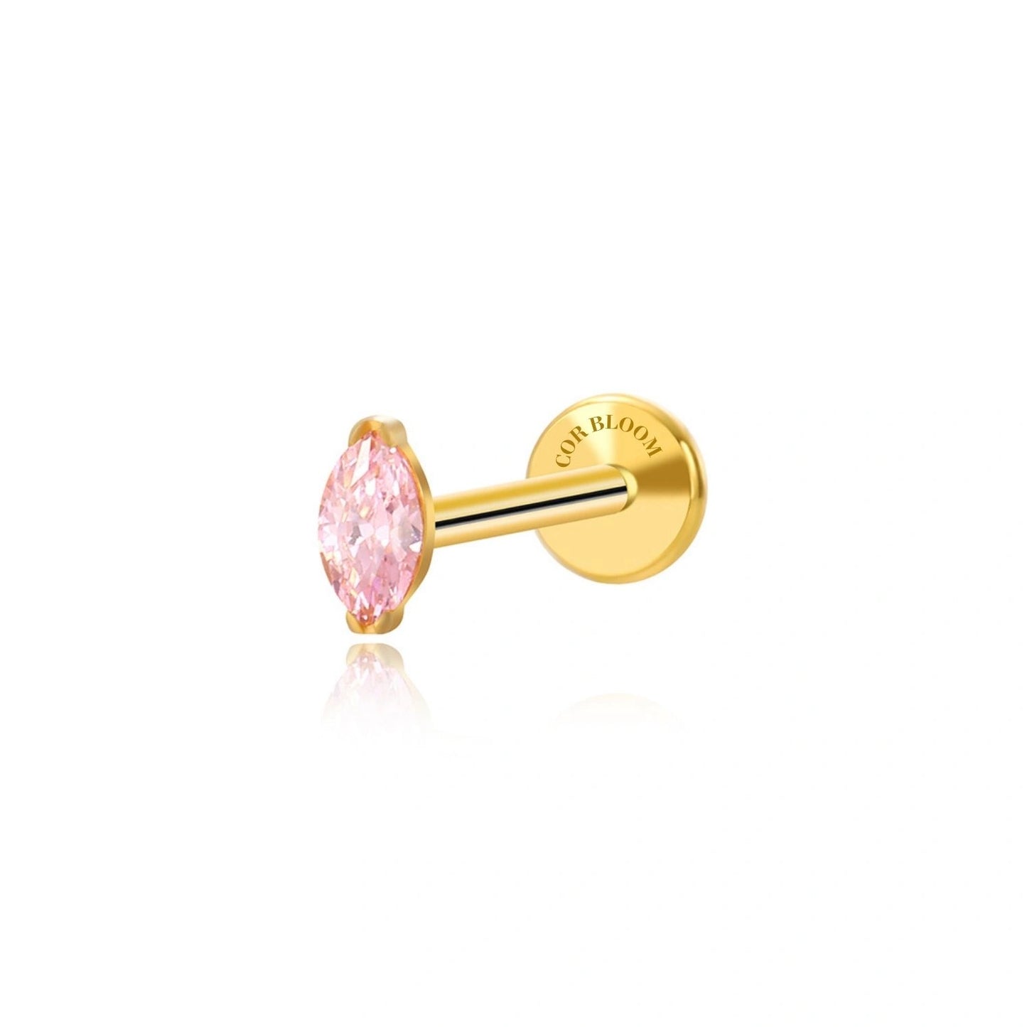 Titanium Elynn Pink Tourmaline Marquise Flat Back