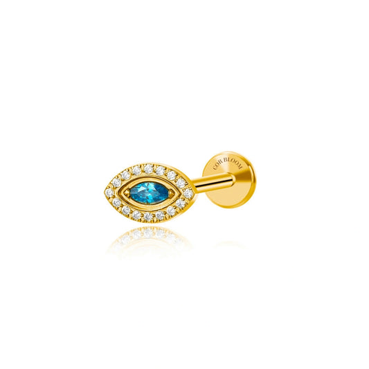 Titanium Aquamarine Marquise Eye Piercing Stud