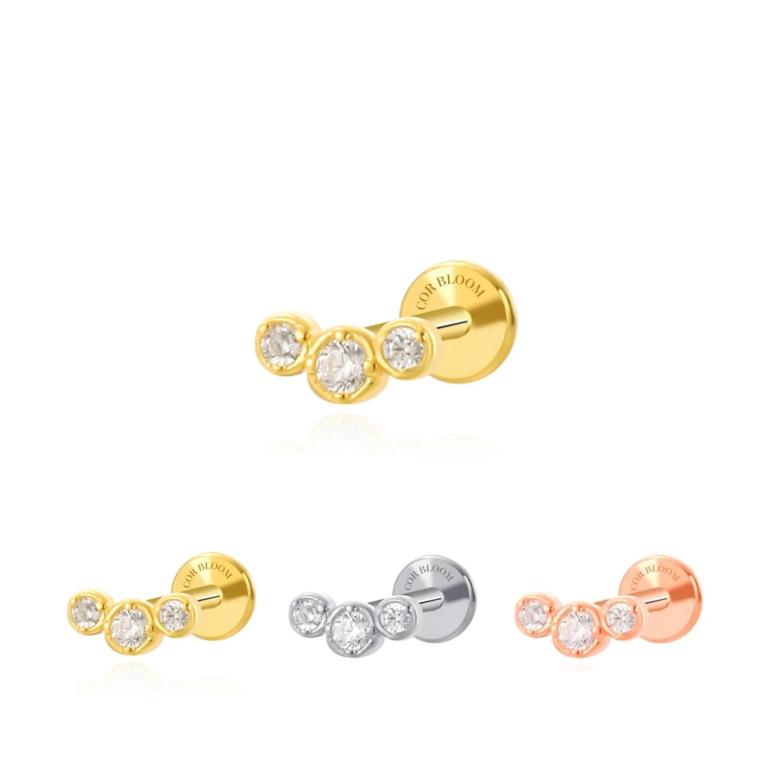 Mini Bling Trio Diamond Flat Back Stud