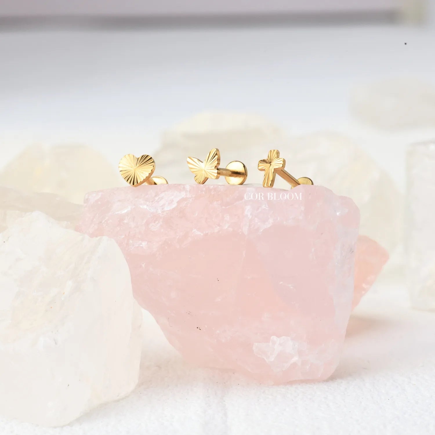 Titanium Radiant Heart Piercing Stud
