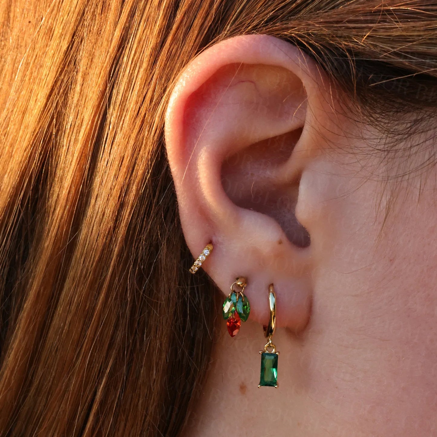 Xmas - Titanium Floating Plume Flat Back Earring | Hidden Helix Stud