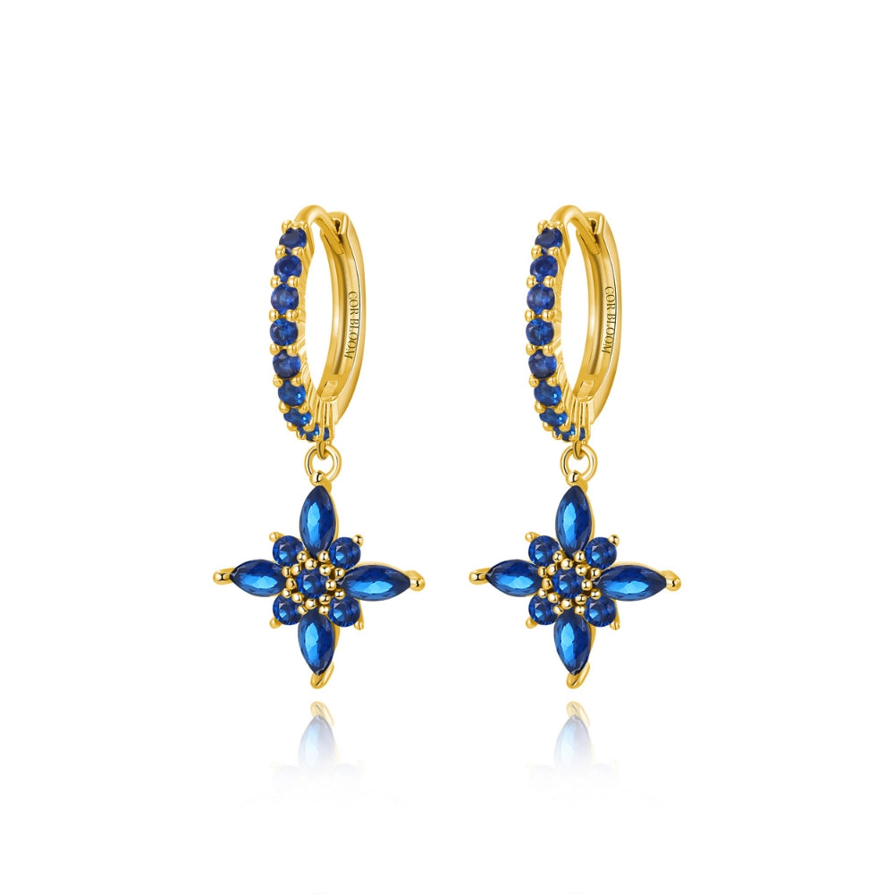Lydia Blue Sapphire Starflower Drop Earrings