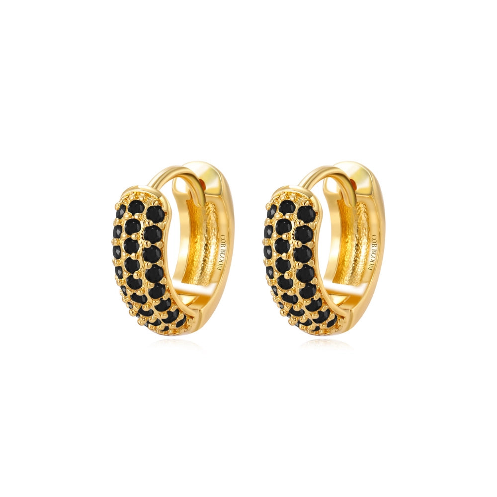 Lysander Pave Gem Hoop Earrings - Black Spinel