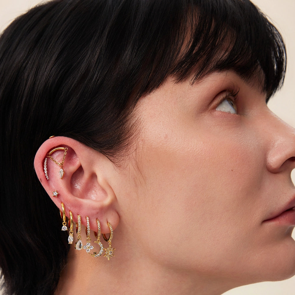 Titanium Yareli Kite Dangle Stud - Vertical Helix & Hidden Rook