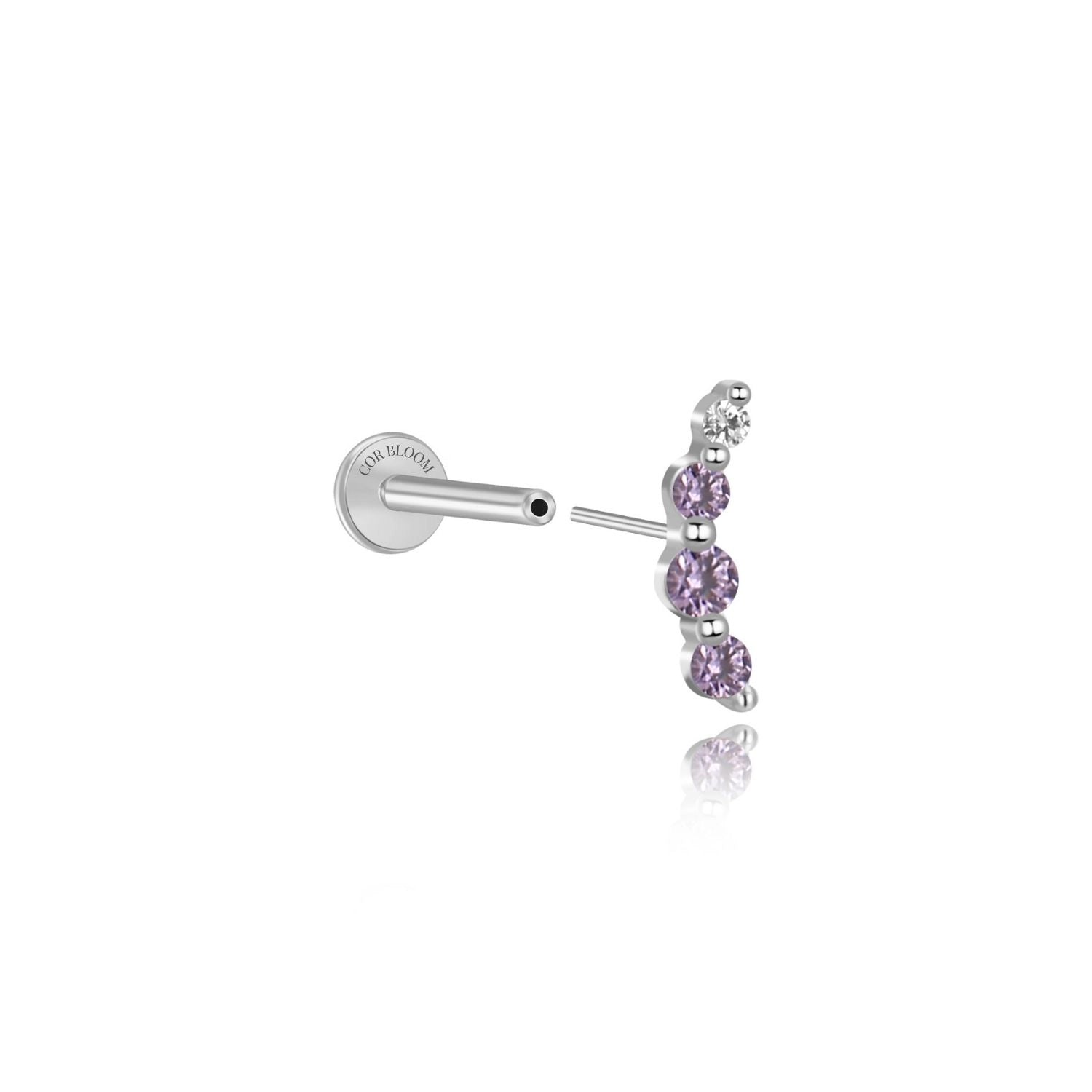 Minimal Mini Curve Stud – Amethyst Dreams