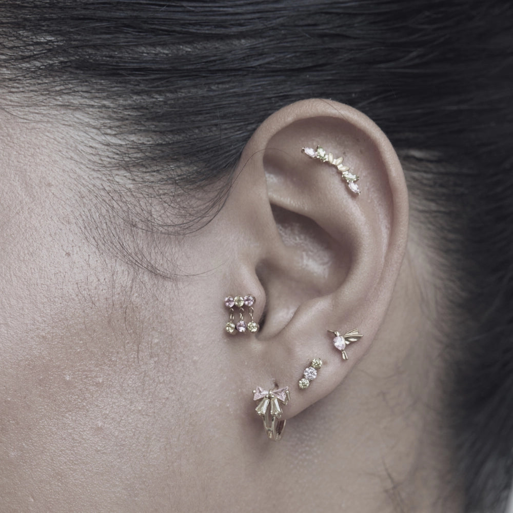 Titanium Mini Lyra Push Pin Flat Back Stud - Champagne Moments