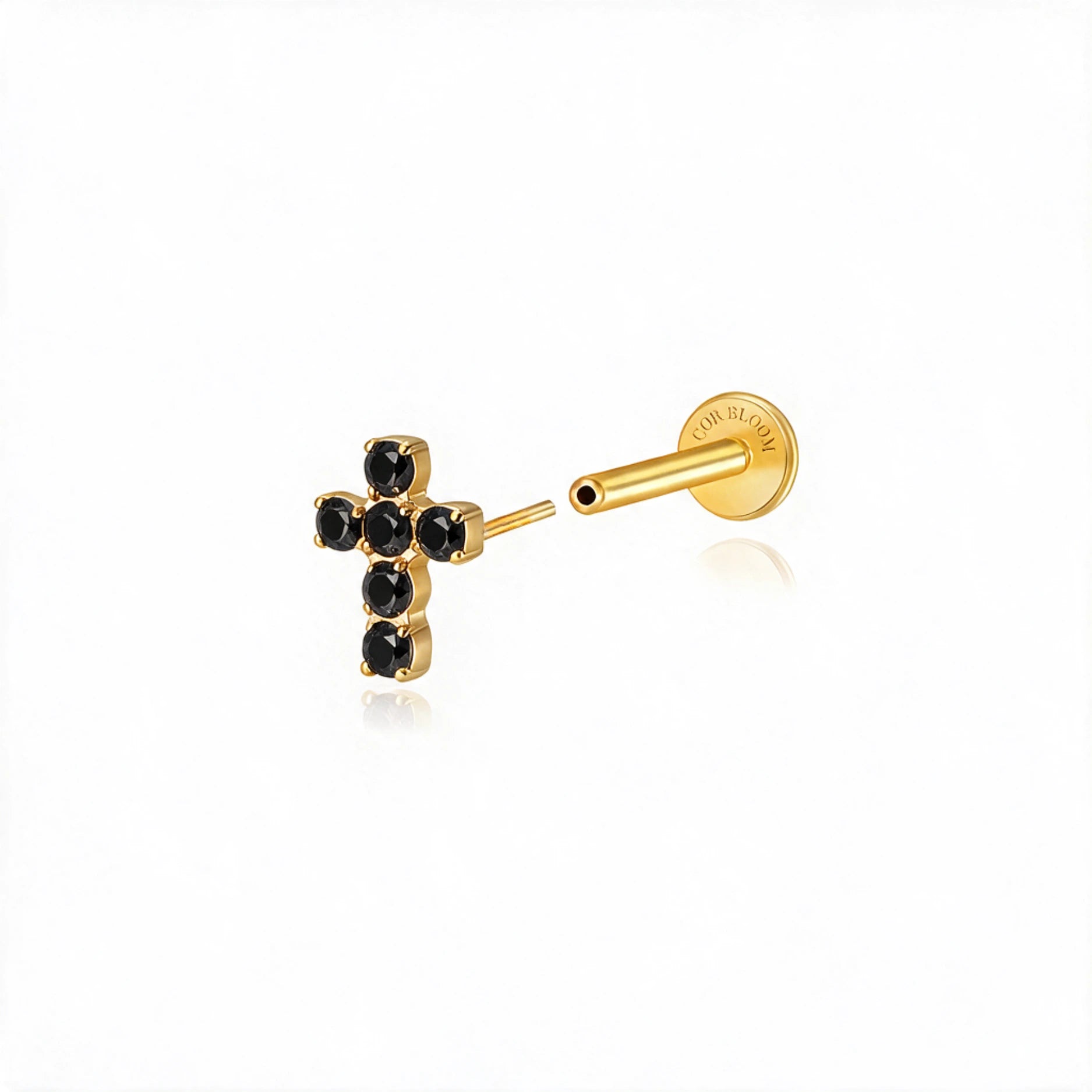 Titanium Aitana Black Spinel Sanctum Cross Stud
