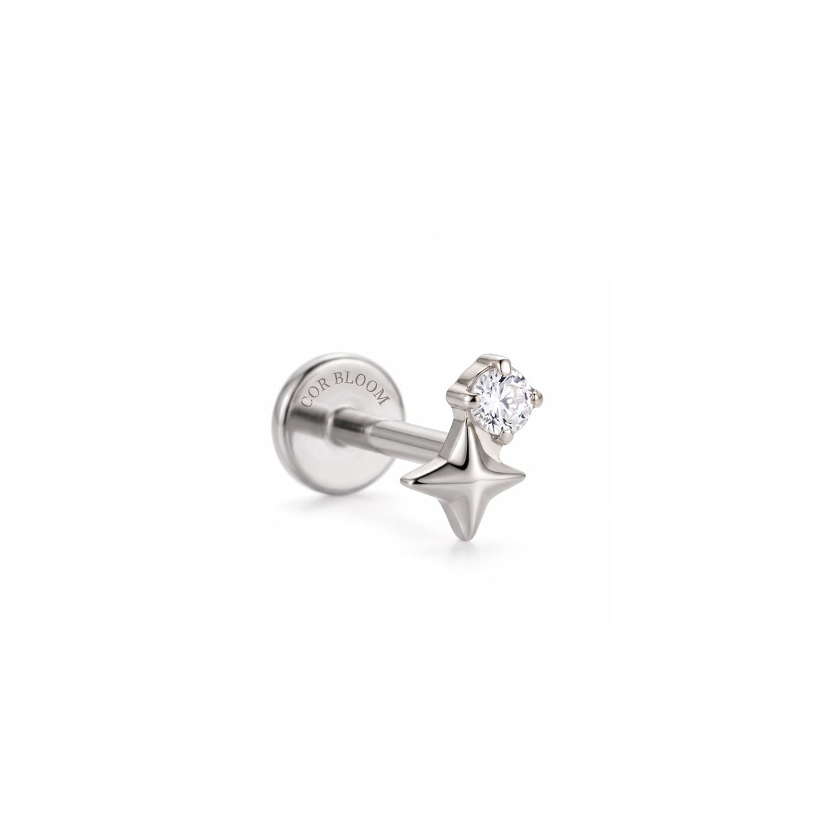 Titanium Sirius Star Sparkle Flat Back Stud