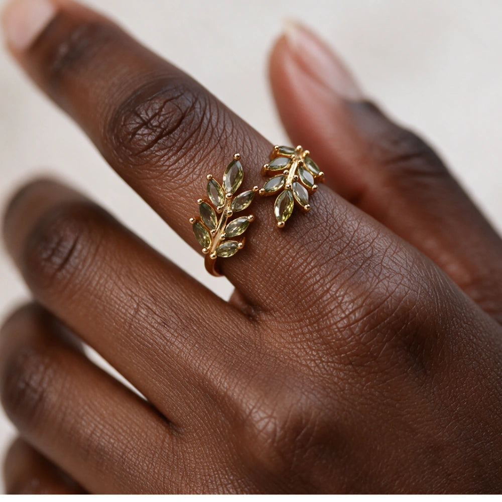 Peridot Blooming Leaf Ring