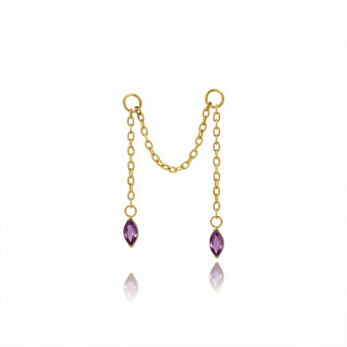 Titanium Holly Duo Marquise Cartilage Chain - Amethyst