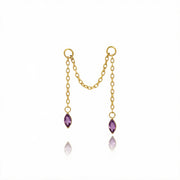 Titanium Holly Duo Marquise Cartilage Chain - Amethyst