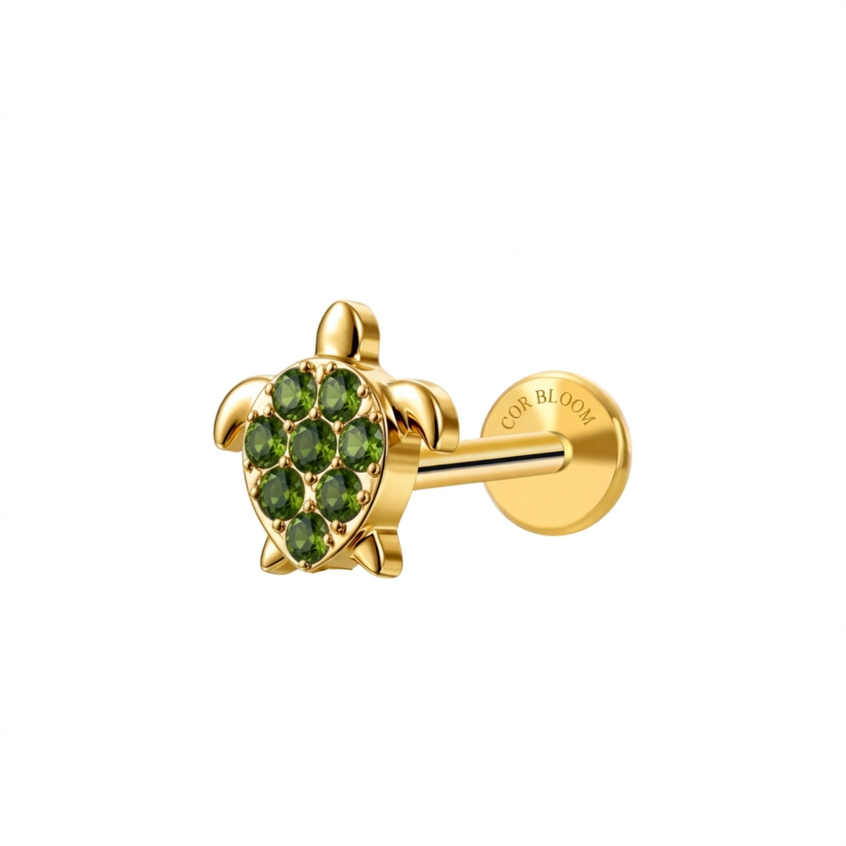 Titanium Peridot Sea Turtle Stud