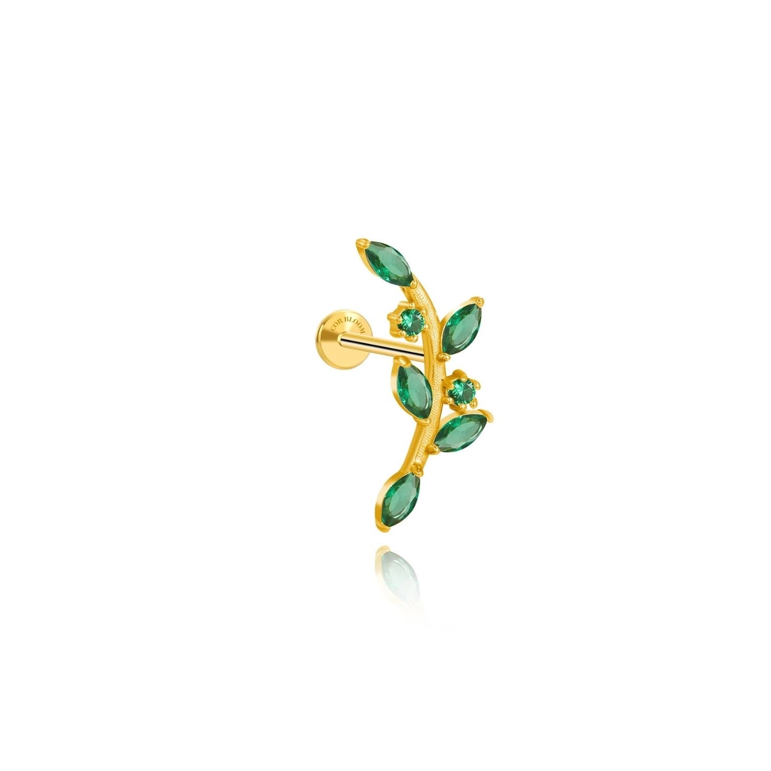 Akira Green Emerald Autumn Leaf Flatback Stud