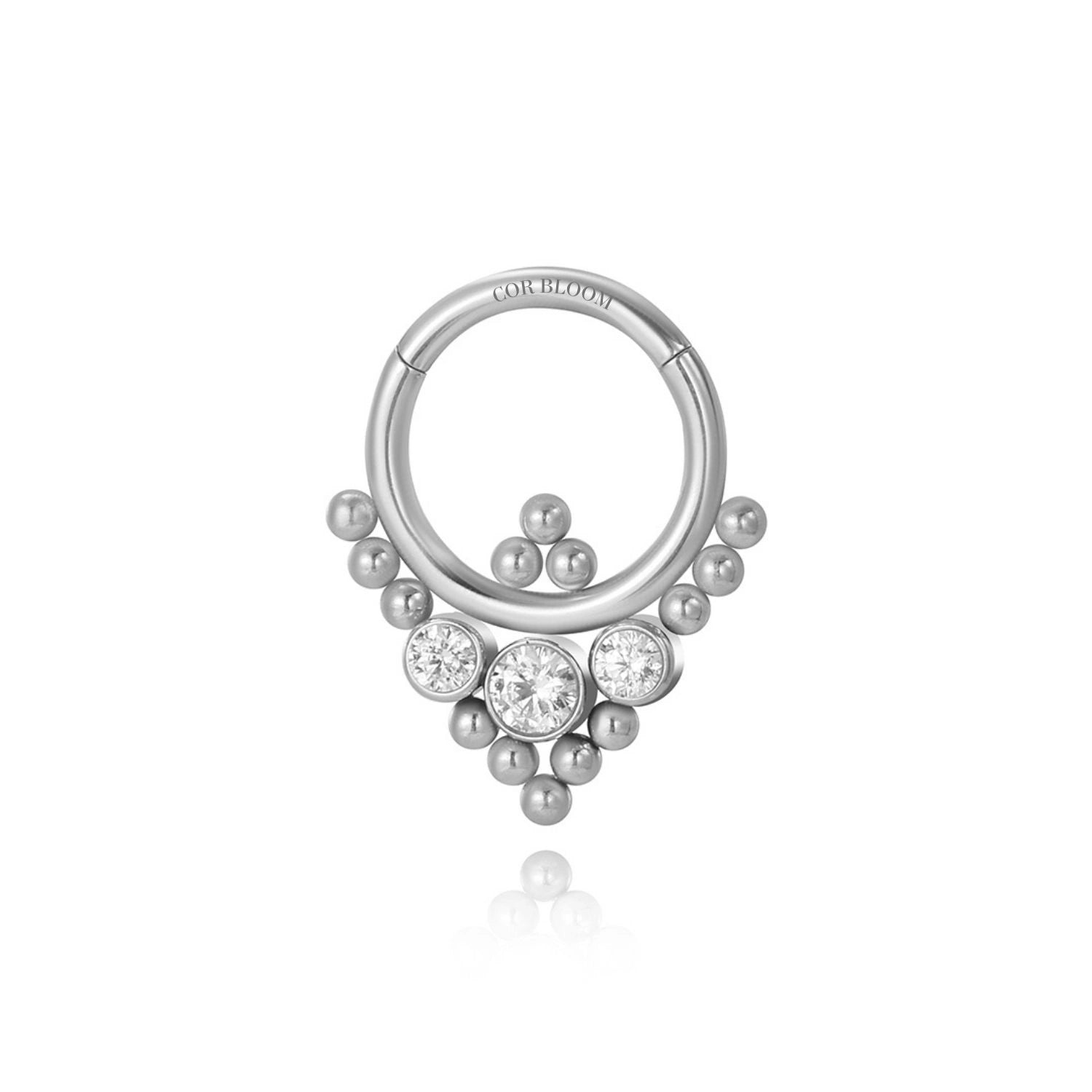Titanium Trinity Diamond Septum Clicker | Daith Hoop