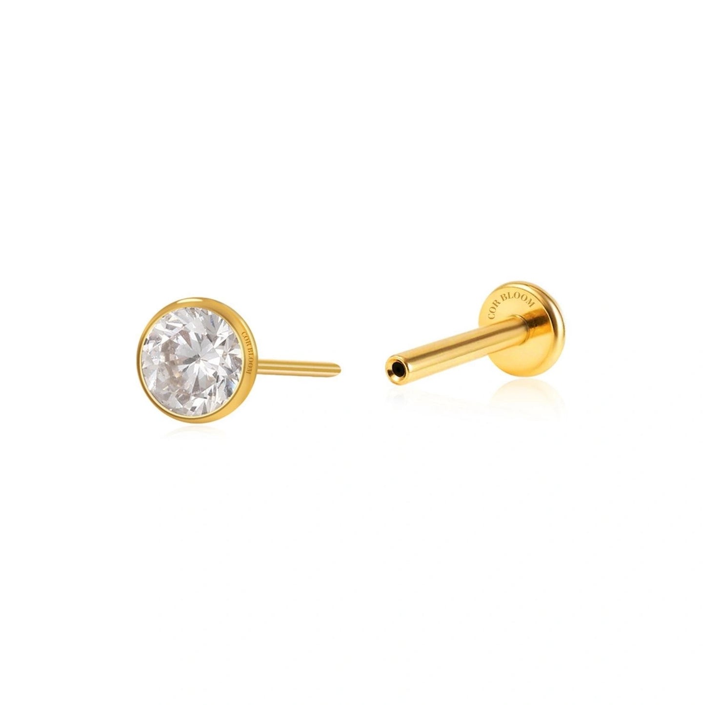 Implant-Grade Titanium Essential Diamond Push Pin - Gold