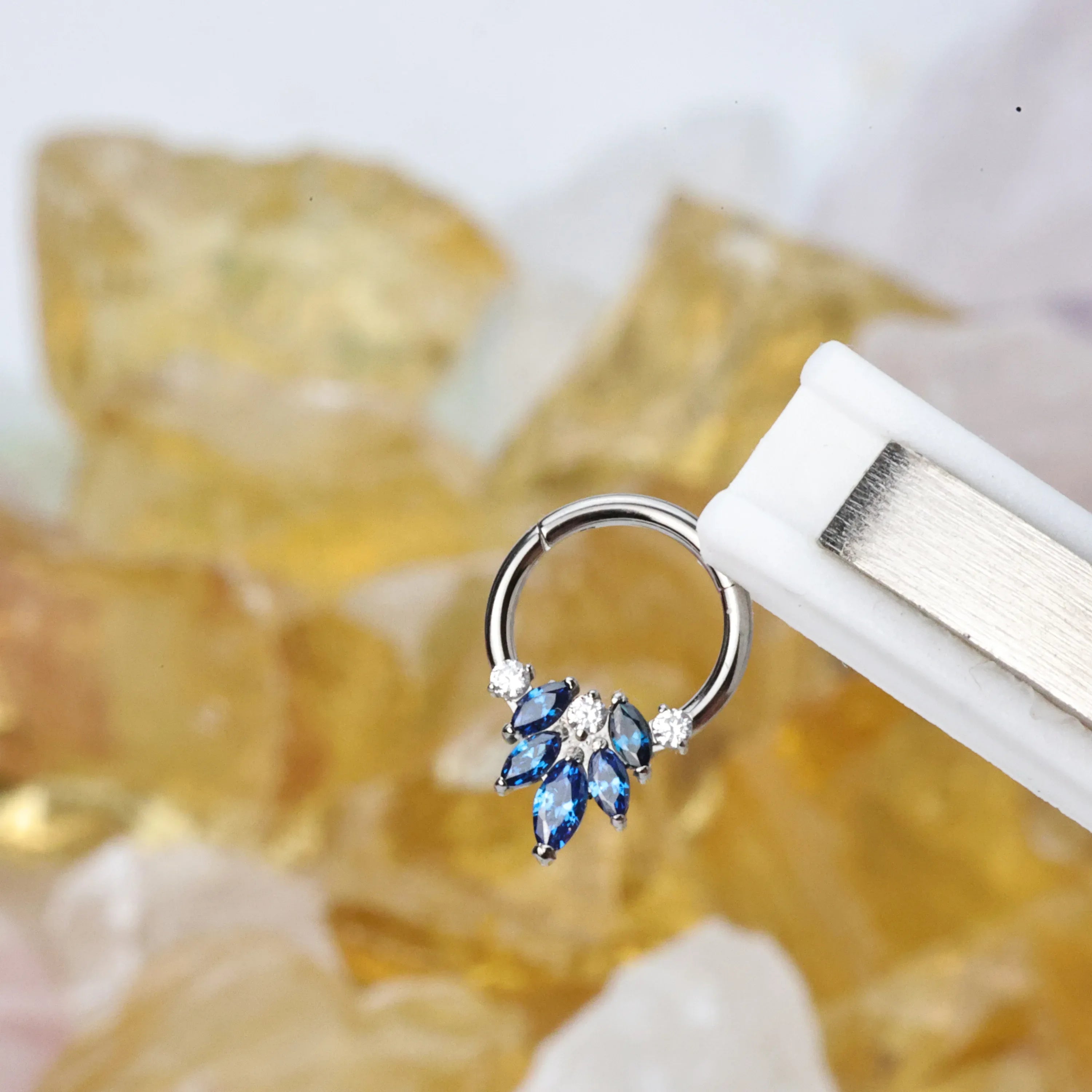 Titanium Hemera Blue Sapphire Petal Clicker
