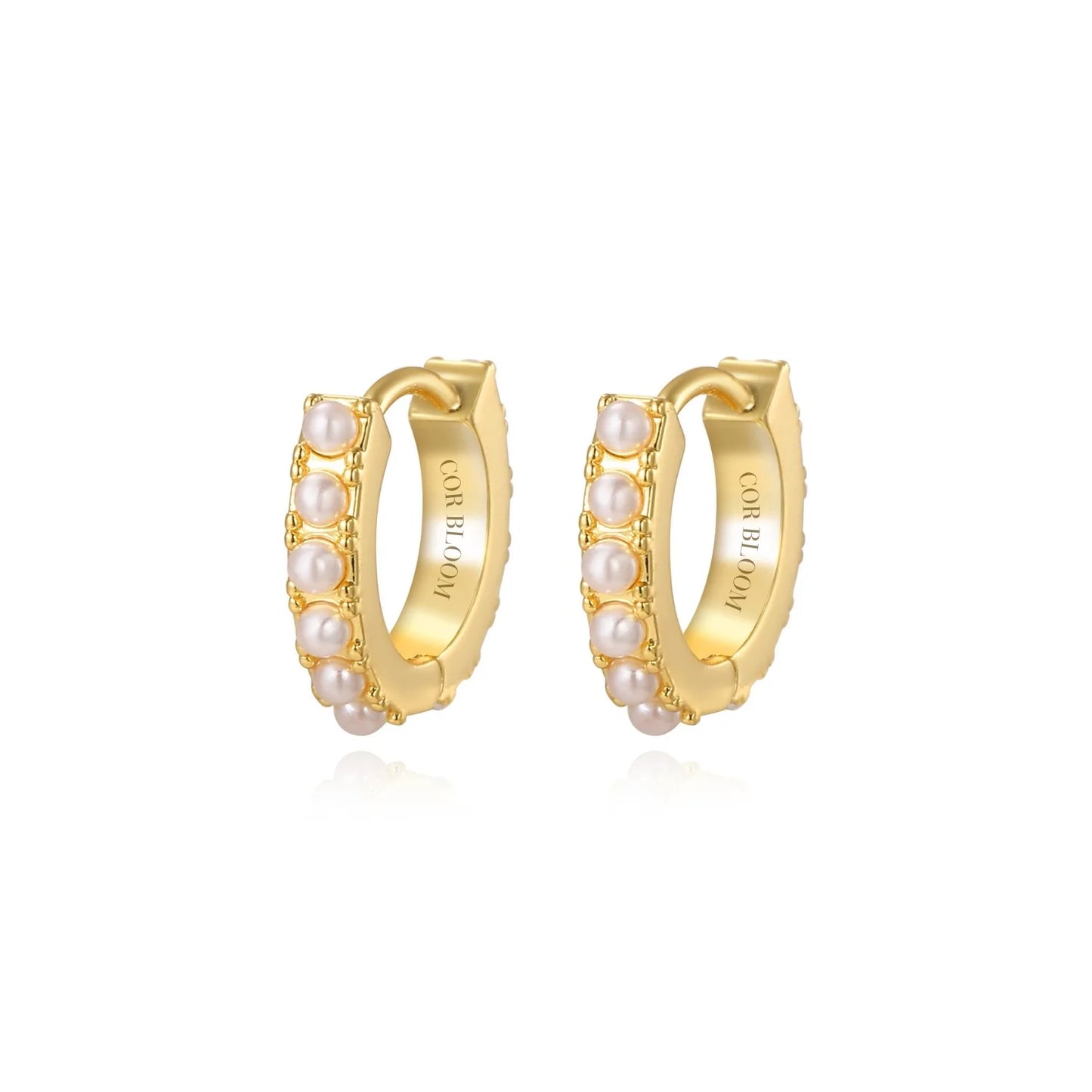 Laurel White Pearl Hoop Earrings