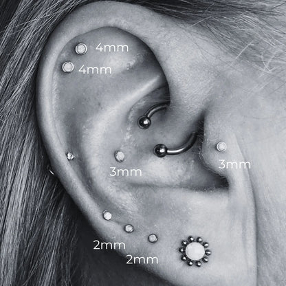 Titanium Light Green Opal Push Pin Piercing Stud