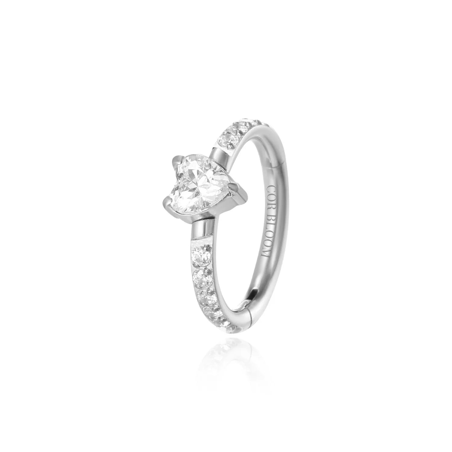Titanium Xanthia Diamond Heart Clicker | Conch Hoop