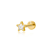 Titanium Clare Small Diamond Star Flat Back Stud