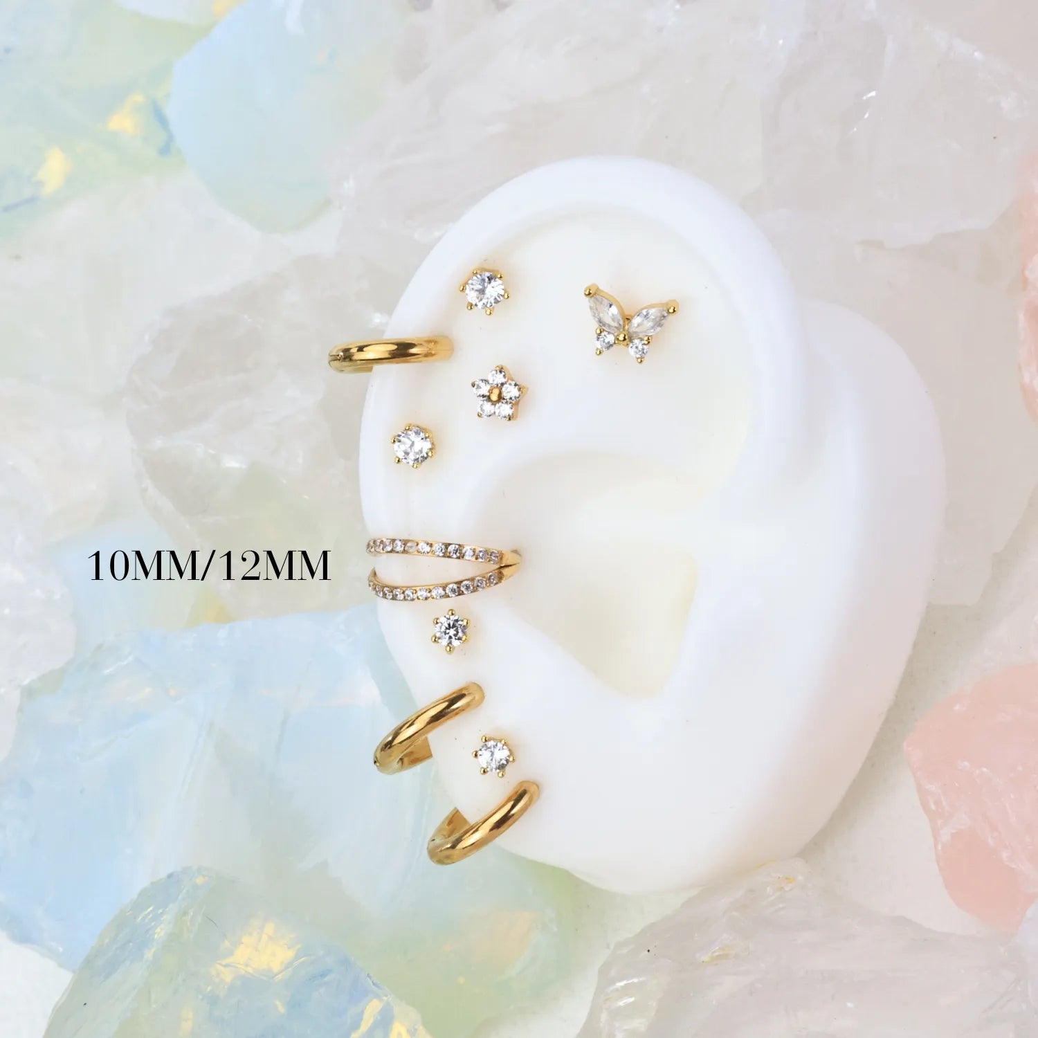 Titanium Duo Diamond Pave Clicker | Conch Hoop