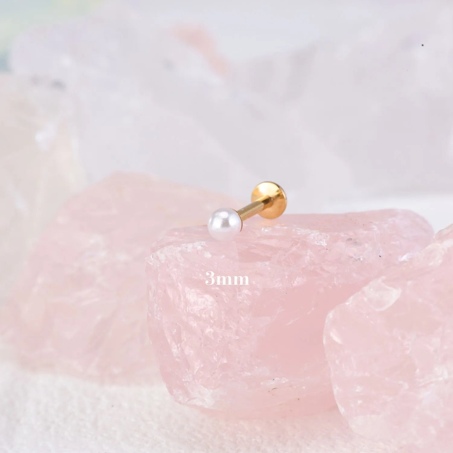 Titanium Baby Pearl Threaded Flat Back Stud