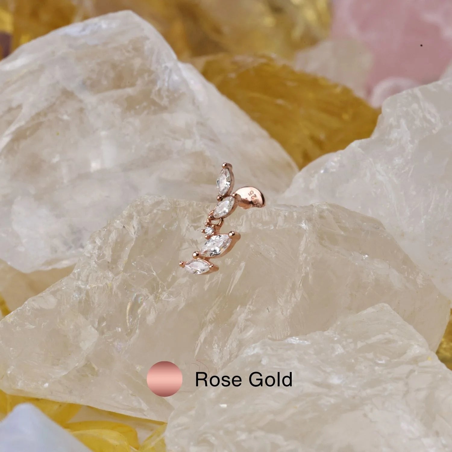 Crystal Leaf Flat Back Stud (2-Segment Design)