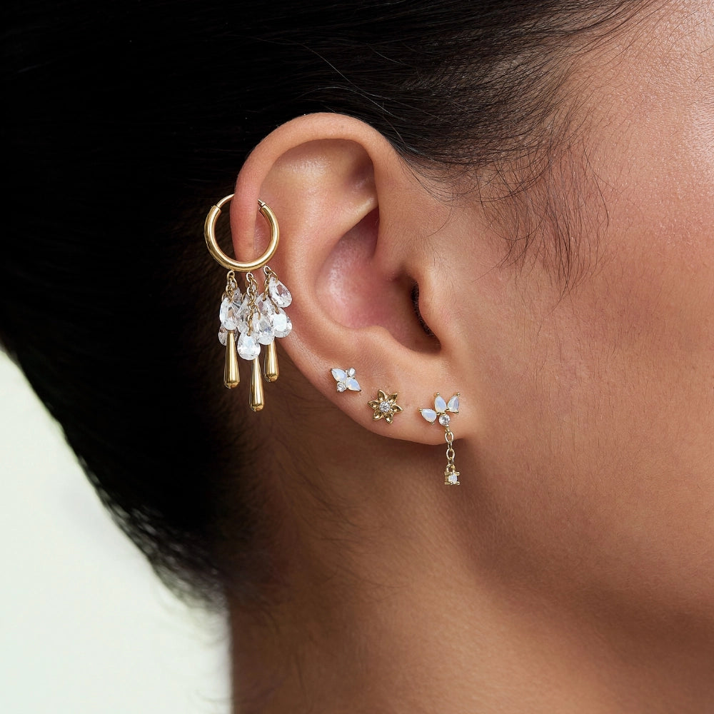 Jazmine Trio Moonstone Pear Dangling Stud – Moonlight Glow