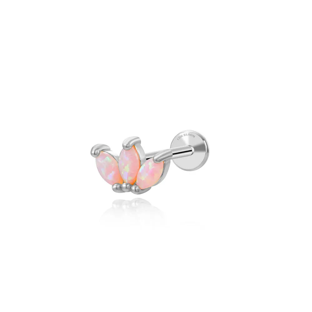 3-Petal Opal Labret Piercing Stud