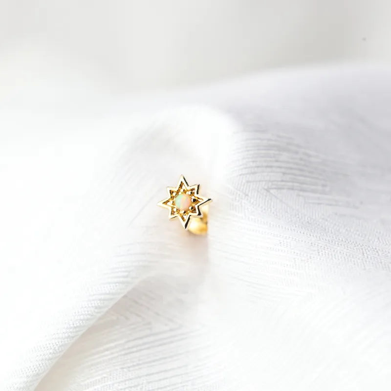 Athena White Opal Northern Star Flat Back Stud