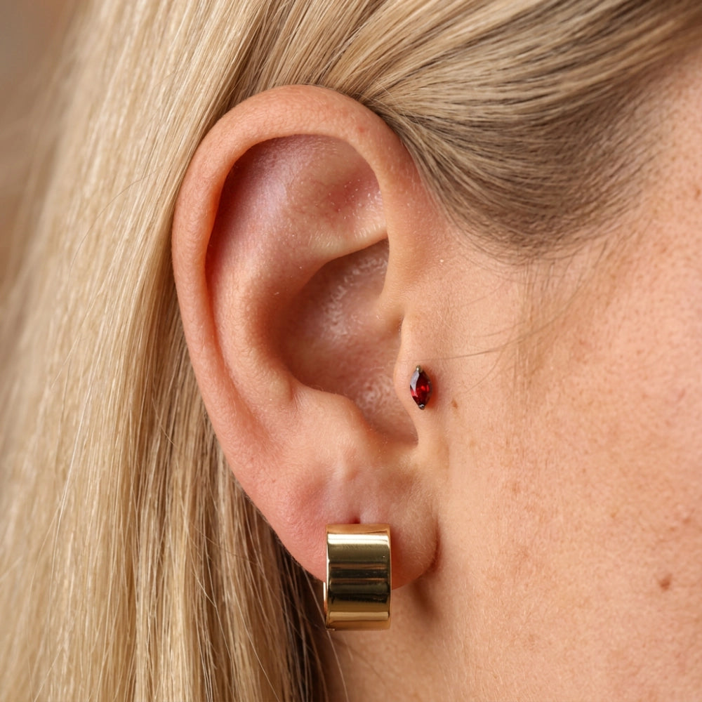 Titanium Elynn Red Garnet Marquise Flat Back Stud