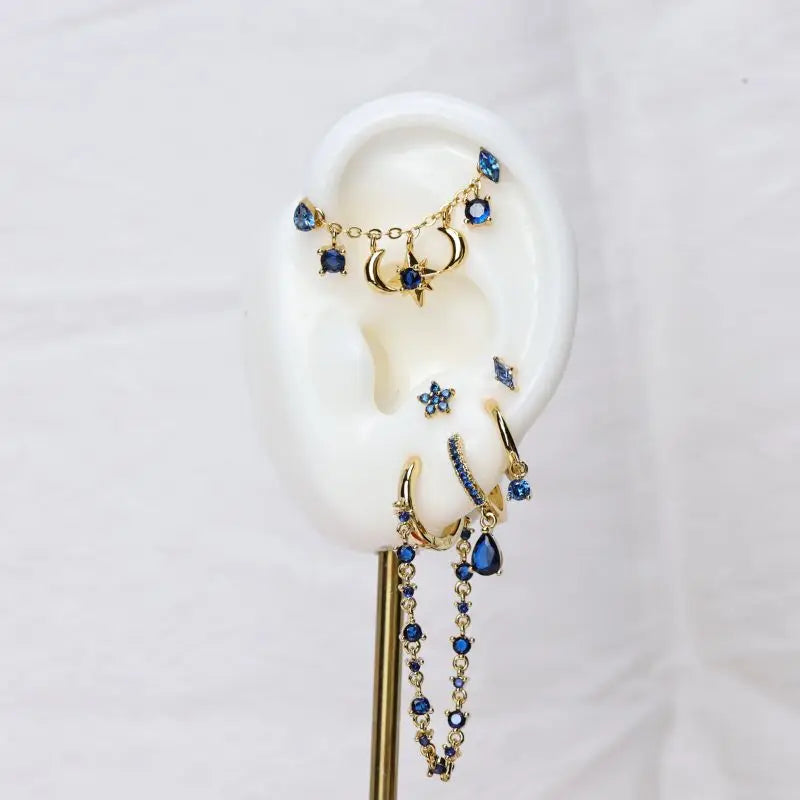 Elsa Blue Sapphire Mini Bling Hoop Earrings