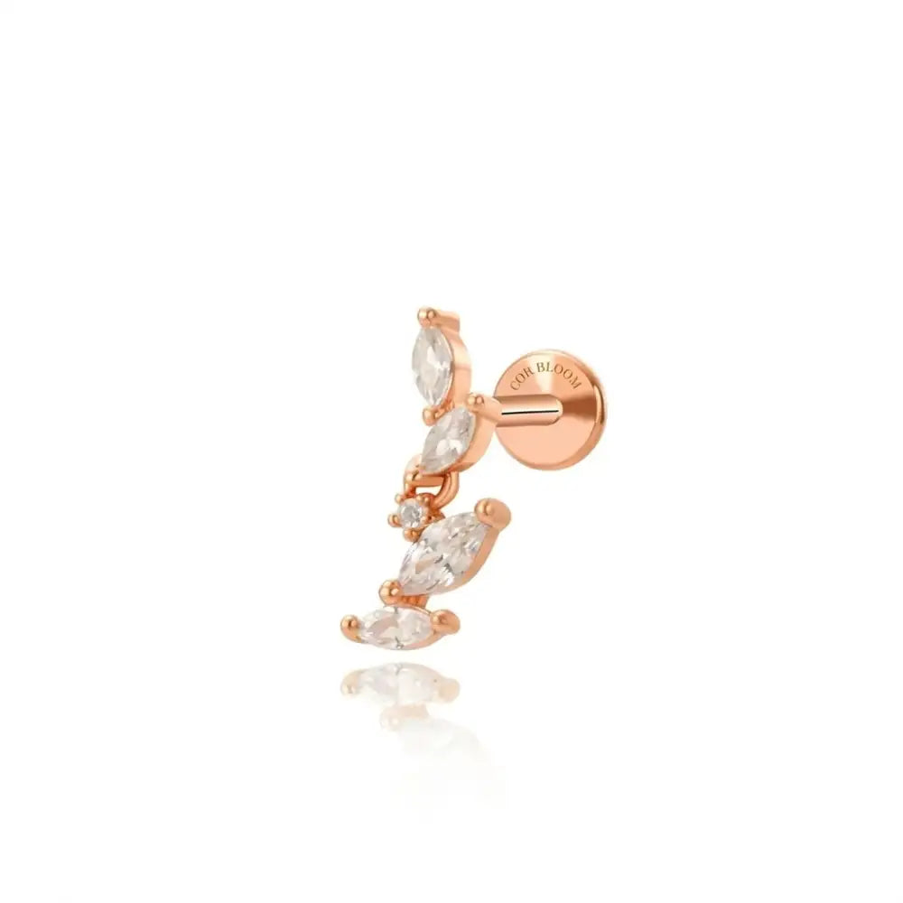 Crystal Leaf Flat Back Stud (2-Segment Design)